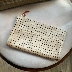 Clare V. Foldover Pony Hair Clutch in Animal Print / Polka Dot